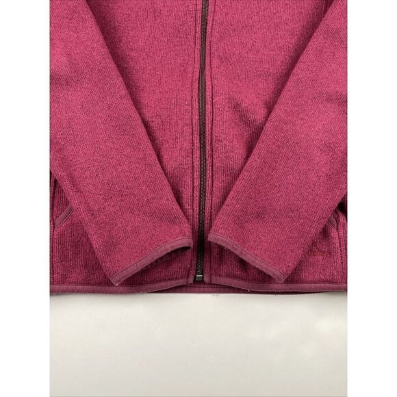 Eddie Bauer Full Zip Knit Fleece Jacket Women’s M Maroon Pockets Mock Neck - Picture 10 of 12